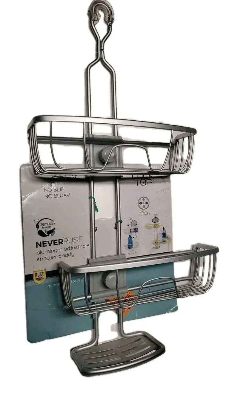Zenna Home NeverRust Aluminum Adjustable Shower Caddy Rustproof Bathroom Organiz